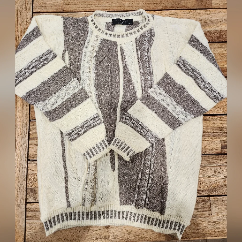 🔥 Vintage 90s Protege 3D Knit Coogi Style Sweater XL Grandpacore
